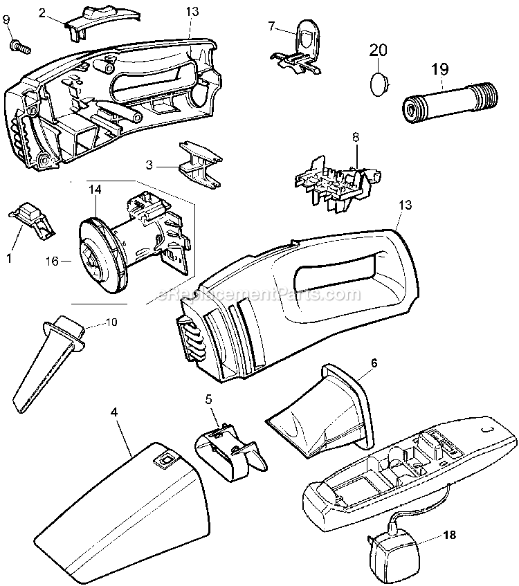 Black and Decker DB700 (Type 1) Dustbuster Power Vac Power Tool Page A Diagram